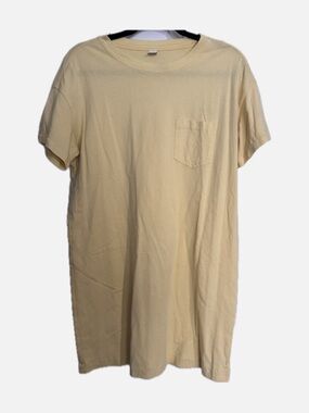 Old Navy Pale Yellow Short Sleeve Pocket Tee Dress
